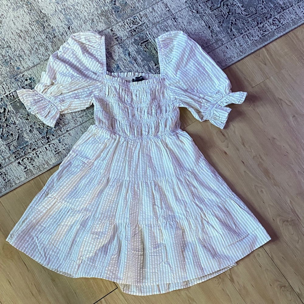 MINKPINK Kids Dress with Tan and White Stripes